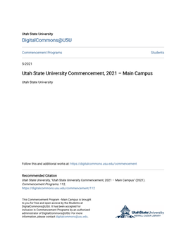 Utah State University Commencement, 2021 – Main Campus