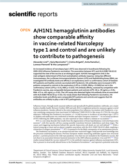 A/H1N1 Hemagglutinin Antibodies Show Comparable Affinity in Vaccine