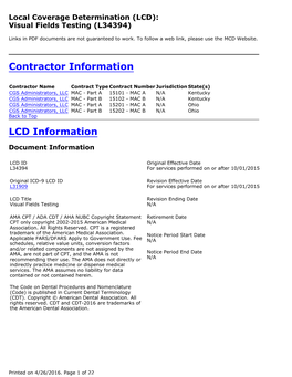 Local Coverage Determination For