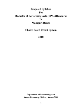 (BPA) (Honours) in Manipuri Dance Choice Based Credit System 2018