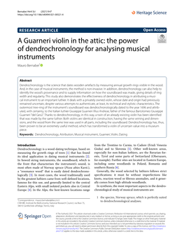 A Guarneri Violin in the Attic: the Power of Dendrochronology for Analysing Musical Instruments Mauro Bernabei*