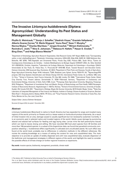 The Invasive Liriomyza Huidobrensis (Diptera: Agromyzidae): Understanding Its Pest Status and Management Globally