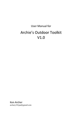 Archie's Outdoor Toolkit V1.0