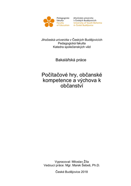 Počítačové Hry, Občanské Kompetence a Výchova K Občanství