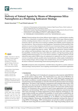 Delivery of Natural Agents by Means of Mesoporous Silica Nanospheres As a Promising Anticancer Strategy