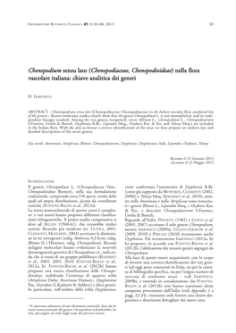 Chenopodium Sensu Lato Nella Flora Italiana 85