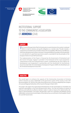 Institutional Support to the Communities Association of Armenia (Caa)