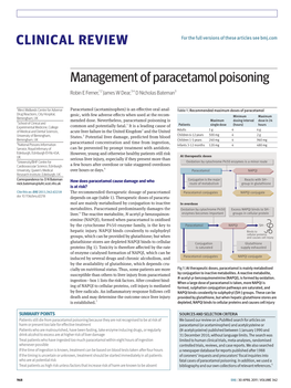 CLINICAL REVIEW Management of Paracetamol Poisoning