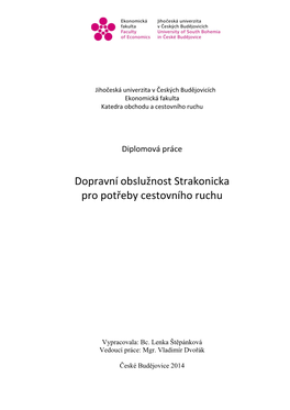 Dopravní Obslužnost Strakonicka Pro Potřeby Cestovního Ruchu