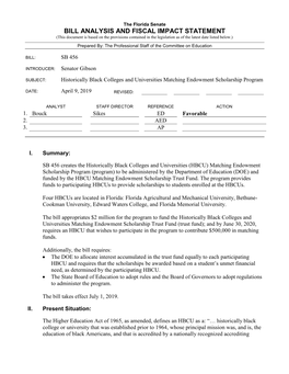 Bill Analysis and Fiscal Impact Statement