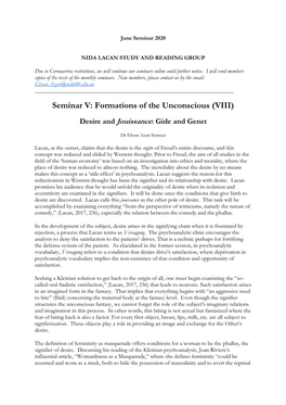 Seminar V: Formations of the Unconscious (VIII)