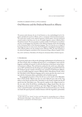 Oral Histories and the Dialectal Research in Albania
