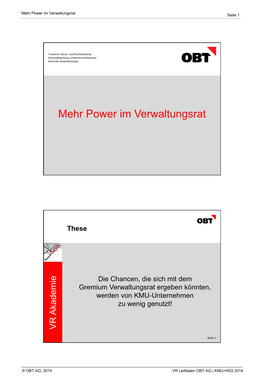 Mehr Power Im Verwaltungsrat 2014