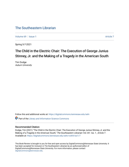 The Child in the Electric Chair: the Execution of George Junius Stinney, Jr
