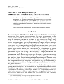 The Sabellic Accusative Plural Endings and the Outcome of the Indo-European Sibilants in Italic