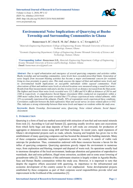 Environmental Noise Implications of Quarrying at Buoho Township and Surrounding Communities in Ghana