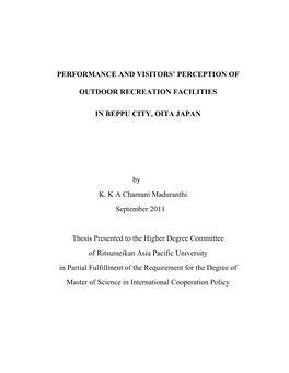 Performance and Visitors' Perception of Outdoor