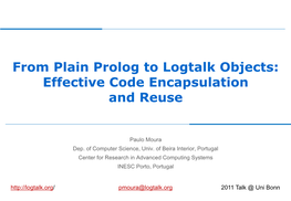 From Plain Prolog to Logtalk Objects: Effective Code Encapsulation and Reuse