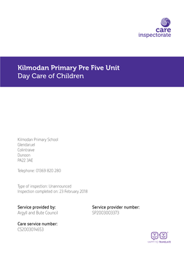 Kilmodan Primary Pre Five Unit Day Care of Children