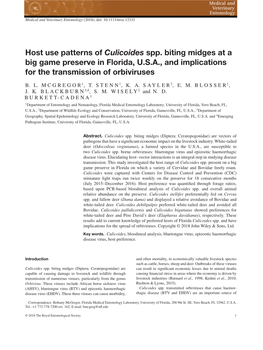 Host Use Patterns of Culicoides Spp. Biting Midges at a Big Game Preserve in Florida, U.S.A., and Implications for the Transmission of Orbiviruses