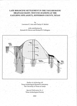 Late Holocene Settlement in the Taylor Bayou Drainage Basin: Test Excavations at the Gaulding Site (41Jf27), Jefferson County, Texas