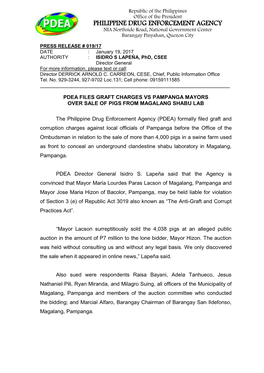 PHILIPPINE DRUG ENFORCEMENT AGENCY NIA Northside Road, National Government Center Barangay Pinyahan, Quezon City
