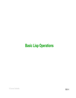 Basic Lisp Operations