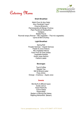 Catering Menu