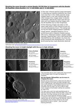 Shooting the Moon Through a Normal Baader UV/IR Filter in Comparison with the Baader IR-Passfilter (Item Number: 1¼" # 245 8385, and 2" # 245 8386)