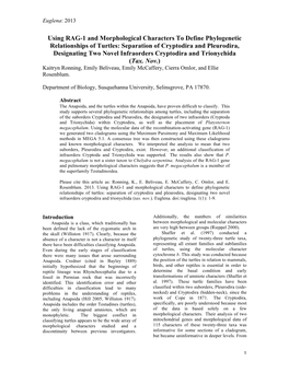 Using RAG-1 and Morphological Characters to Define Phylogenetic