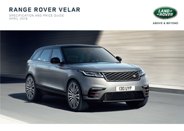 Range Rover Velar Specification and Price Guide April 2019