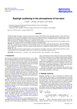 Rayleigh Scattering in the Atmospheres of Hot Stars J