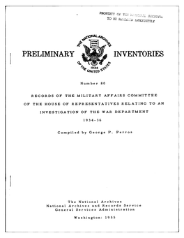 Records of the Military Affairs Committee of the House Of