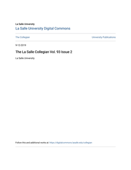 The La Salle Collegian Vol. 93 Issue 2