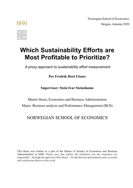 Which Sustainability Efforts Are Most Profitable to Prioritize?