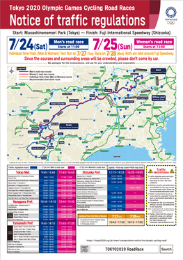 Notice of Traffic Regulations Start: Musashinonomori Park (Tokyo) ～ Finish: Fuji International Speedway (Shizuoka)