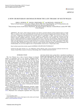 Article a New Crurotarsan Archosaur from the Late