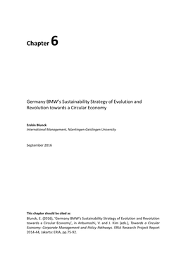 Chapter 6. Germany BMW's Sustainability Strategy of Evolution