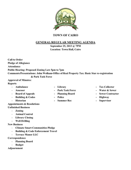 Town of Cairo General/Regular Meeting