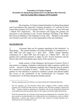 Franchises of Citybus Limited (Franchise for Hong Kong Island and Cross-Harbour Bus Network) and New Lantao Bus Company (1973) Limited