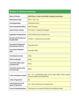 Section A: Scheme Summary