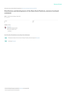 Letter to the Editors DISTRIBUTION and DEVELOPMENT of the MAIN ROCK PLATFORM, WESTERN SCOTLAND! COMMENT