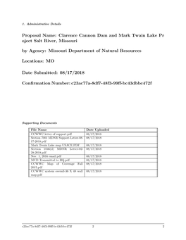 Clarence Cannon Dam and Mark Twain Lake Pr Oject Salt River, Missouri by Agency: Missouri Department of Natural Resources