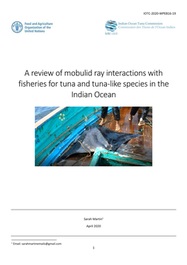 A Review of Mobulid Ray Interactions with Fisheries for Tuna and Tuna-Like Species in the Indian Ocean