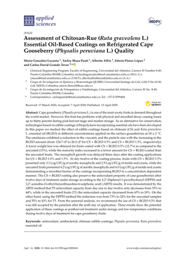 Essential Oil-Based Coatings on Refrigerated Cape Gooseberry (Physalis Peruviana L.) Quality