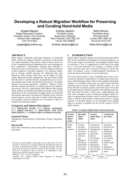 Developing a Robust Migration Workflow for Preserving and Curating Hand-Held Media