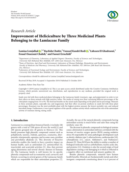 Improvement of Heliciculture by Three Medicinal Plants Belonging to the Lamiaceae Family