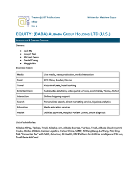 Equity:​ ​(Baba)​ ​Alibaba​ ​Group