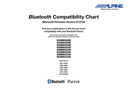 Bluetooth Compatibility Chart Bluetooth Firmware Version 01.27.00