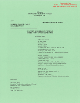 Electronically Filed Docket: 14-CRB-0010-CD (2010-2013) Filing Date: 09/15/2017 04:52:09 PM EDT TABLE of CONTENTS